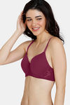 Zivame Beautiful Basics Padded Wired 3/4th Coverage T-Shirt Bra - Beet Red — thumbnail 3